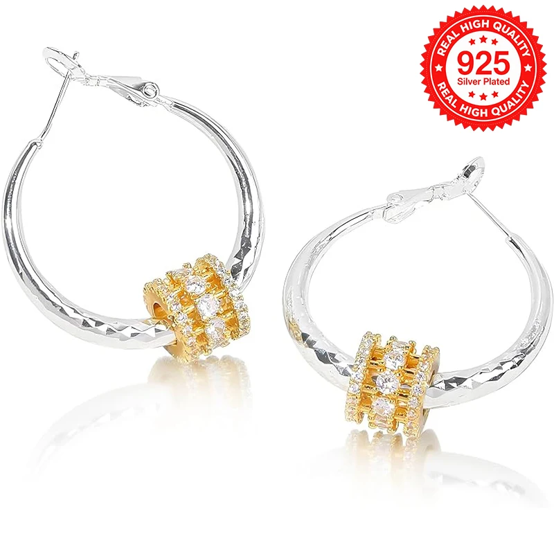 Luxury Women's 925 Silver Plated Hoop Earrings Zircon-Inlaid High-Quality Fashion Dainty Jewelry for Party Elegant Gift
Luxury Women's 925 Silver Plated Hoop Earrings Zircon-Inlaid High-Quality Fashion Dainty Jewelry for Party Elegant Gift