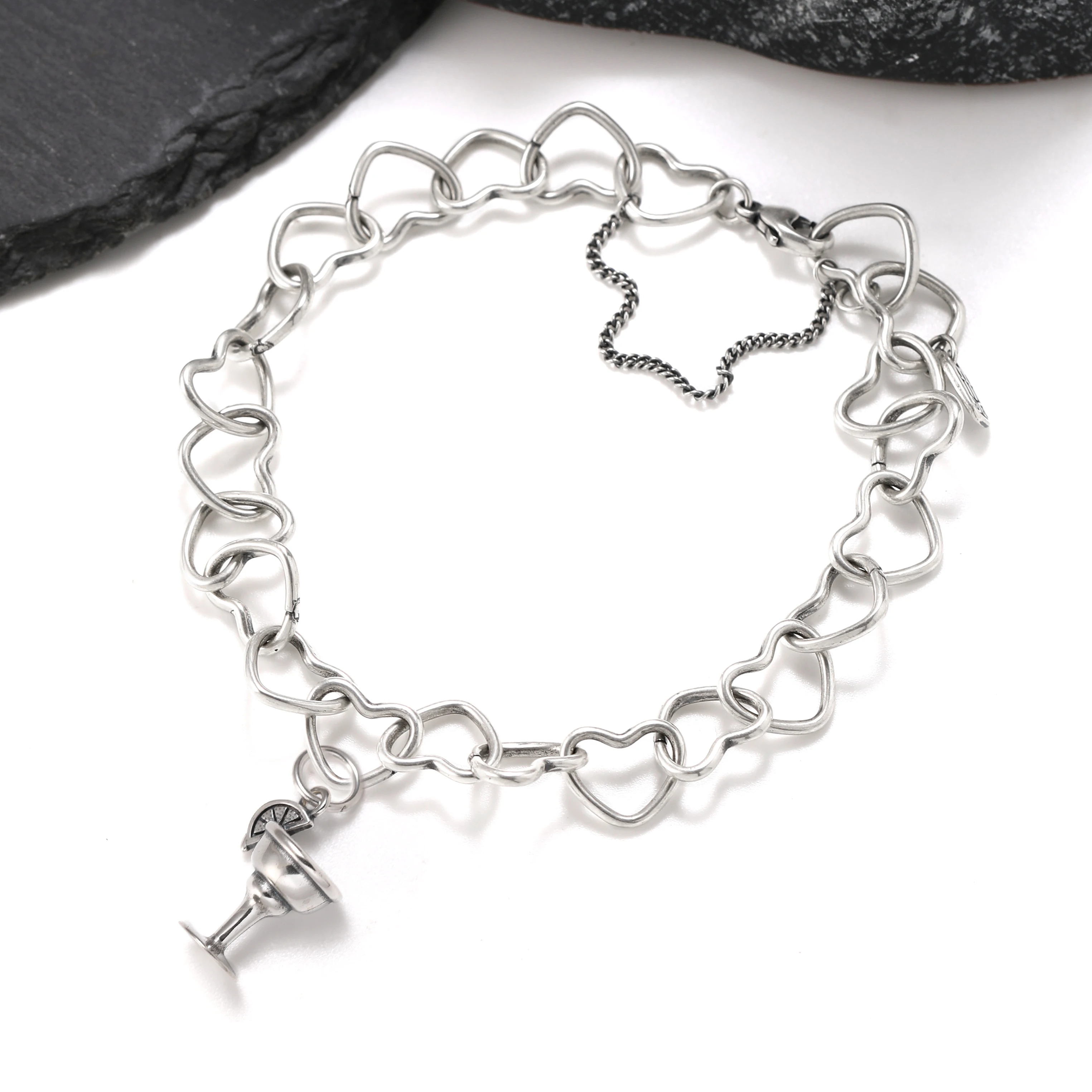 Genuine 925 sterling silver Connected Hearts Charm Bracelet DIY Margaret Cup Pendant
Genuine 925 sterling silver Connected Hearts Charm Bracelet DIY Margaret Cup Pendant