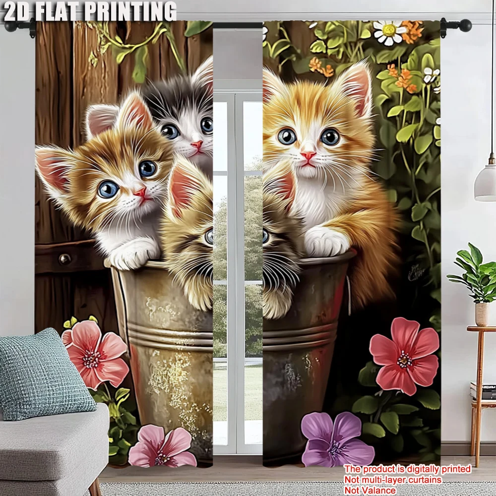 2Pcs Kitten Flower Window Curtains For Bedroom And Living Room Rod Pocket Polyester Material Drapes For Office Study Home Decor
2Pcs Kitten Flower Window Curtains For Bedroom And Living Room Rod Pocket Polyester Material Drapes For Office Study Home Decor