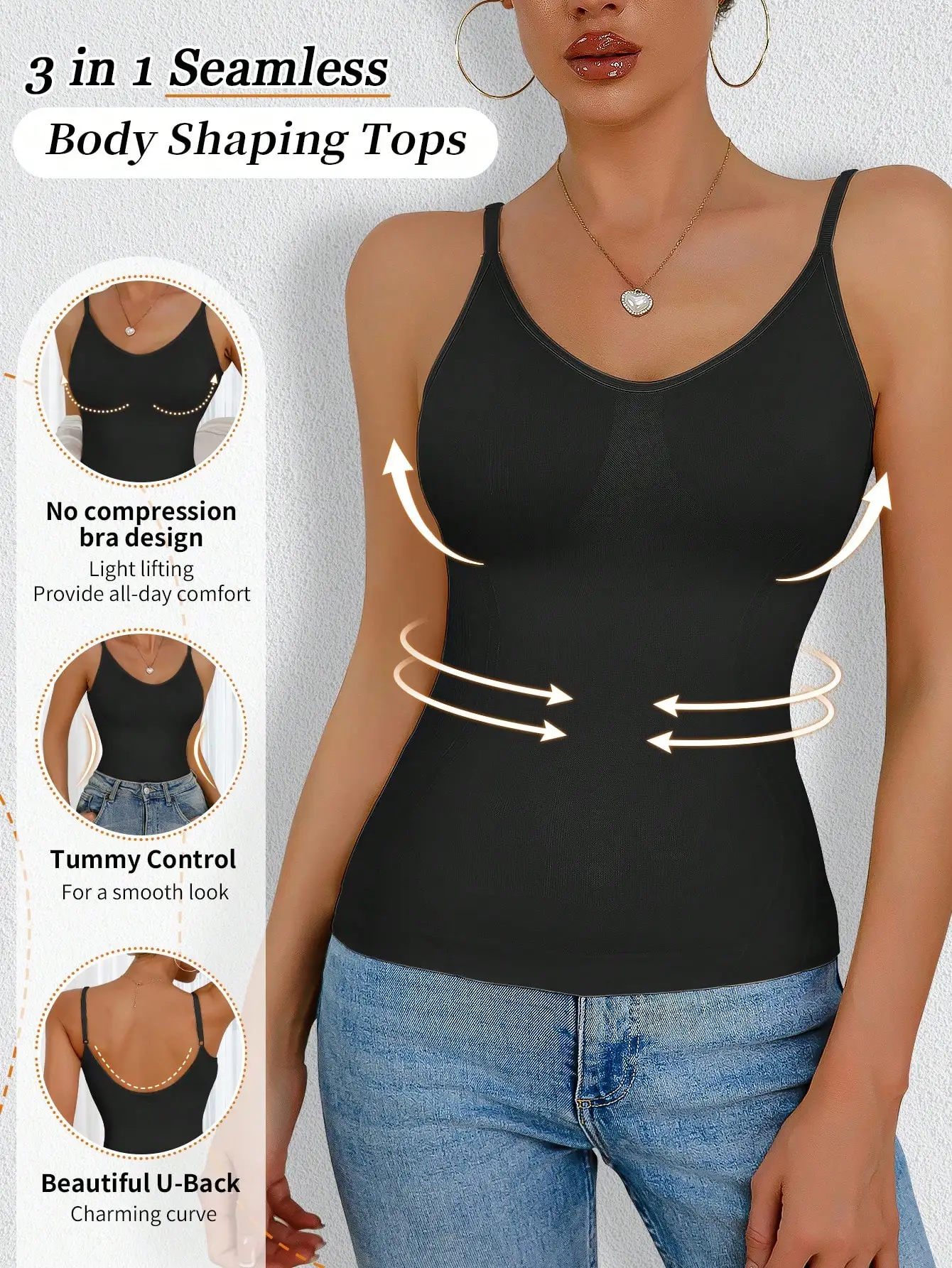 Women Seamless Shaping Camisole Sexy Deep U-Neck Backless Slimming Supportive Waist Shaper Vest Without Padded
Women Seamless Shaping Camisole Sexy Deep U-Neck Backless Slimming Supportive Waist Shaper Vest Without Padded