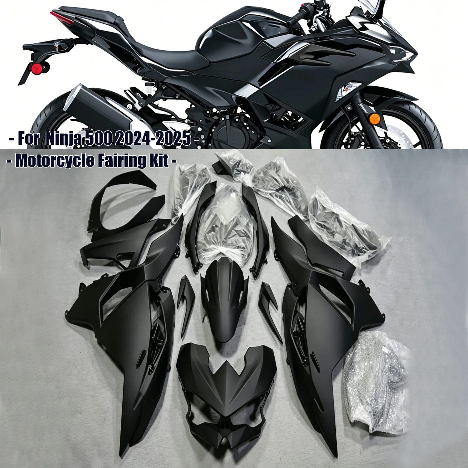 Shukerr Moto New Abs Plastics Motorcycle Fairing Kit Fit for Kawasaki Ninja 500 Ex500 2024-2025 Matte Black Fairing Custom
Shukerr Moto New Abs Plastics Motorcycle Fairing Kit Fit for Kawasaki Ninja 500 Ex500 2024-2025 Matte Black Fairing Custom