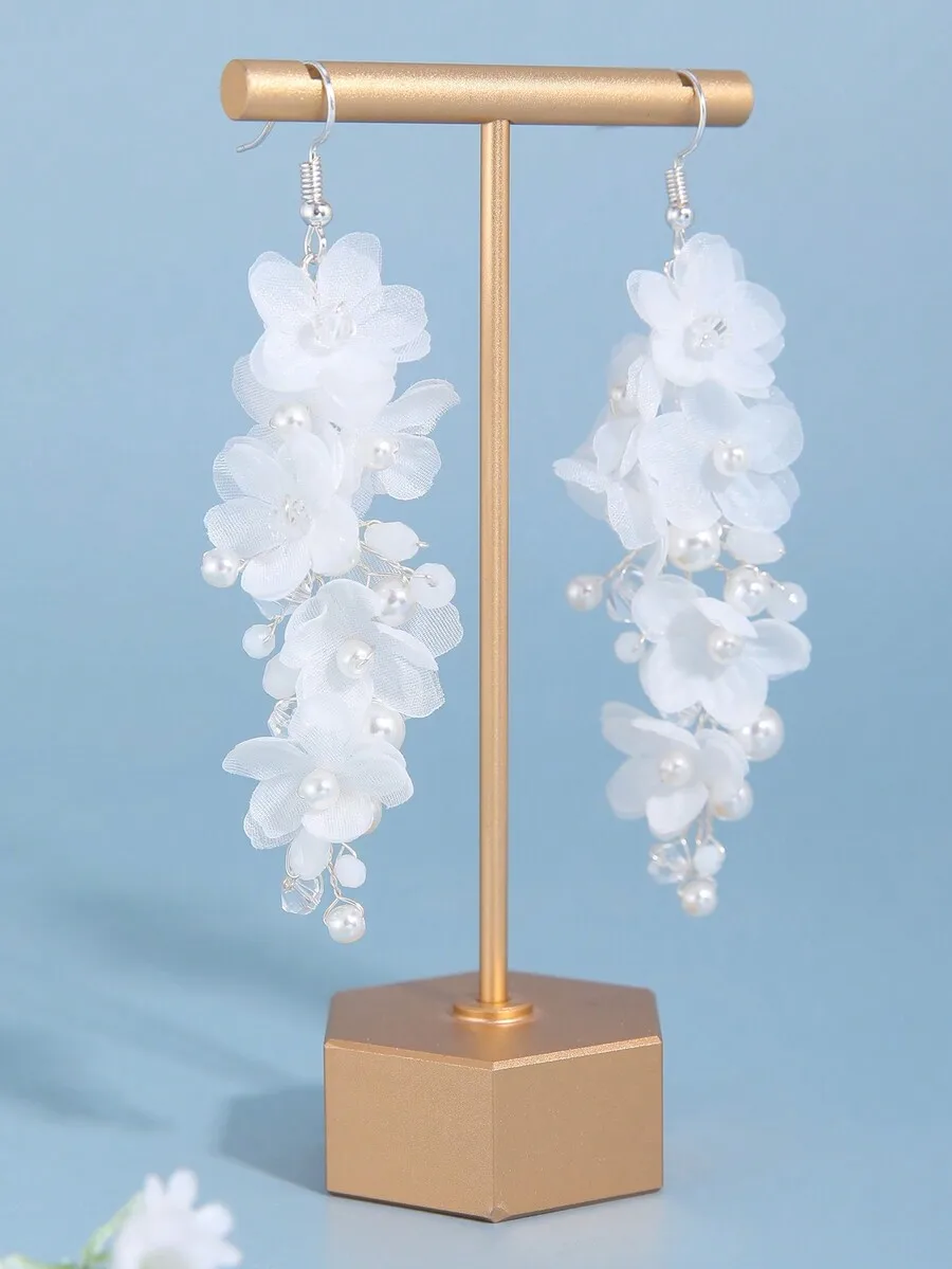 1pair Summer Refreshing Organza & Faux Pearl Decor Hook Earrings, Casual Bridal Jewelry. Valentine's Day Accessories
1pair Summer Refreshing Organza & Faux Pearl Decor Hook Earrings, Casual Bridal Jewelry. Valentine's Day Accessories