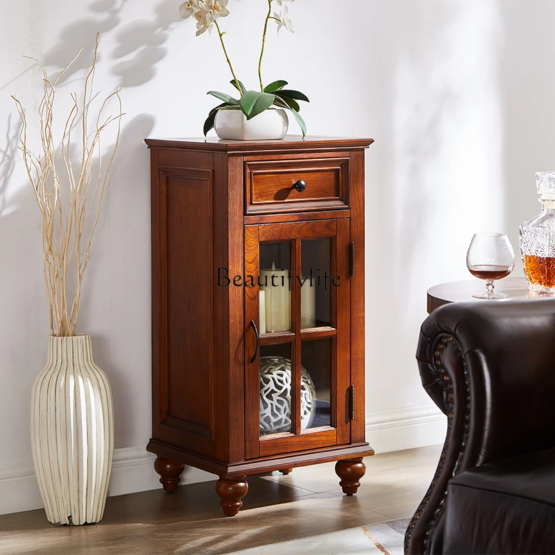 American Retro Country Small Wine Cabinet Storage Pewter Solid Wood Double Door Glass Side Cabinet
American Retro Country Small Wine Cabinet Storage Pewter Solid Wood Double Door Glass Side Cabinet