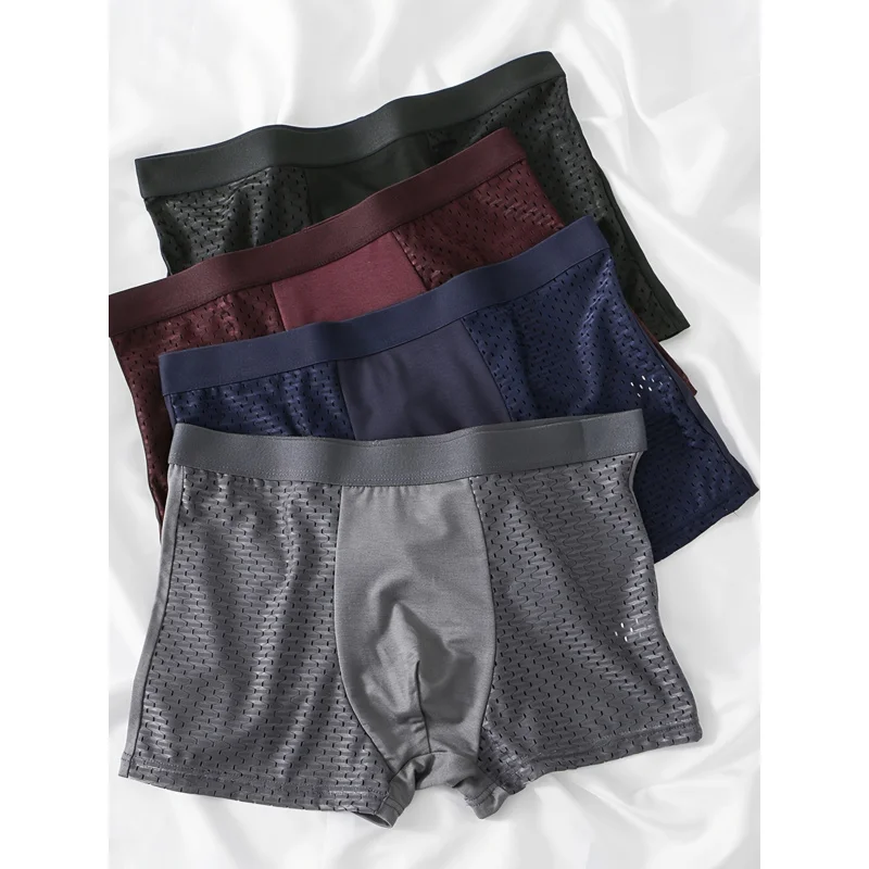 4pcs Men'S Underwear Comfortable Breathable Men'S Summer Cool Boxer Briefs Trendy Men'S Half Mesh Solid Color Underwear
4pcs Men'S Underwear Comfortable Breathable Men'S Summer Cool Boxer Briefs Trendy Men'S Half Mesh Solid Color Underwear