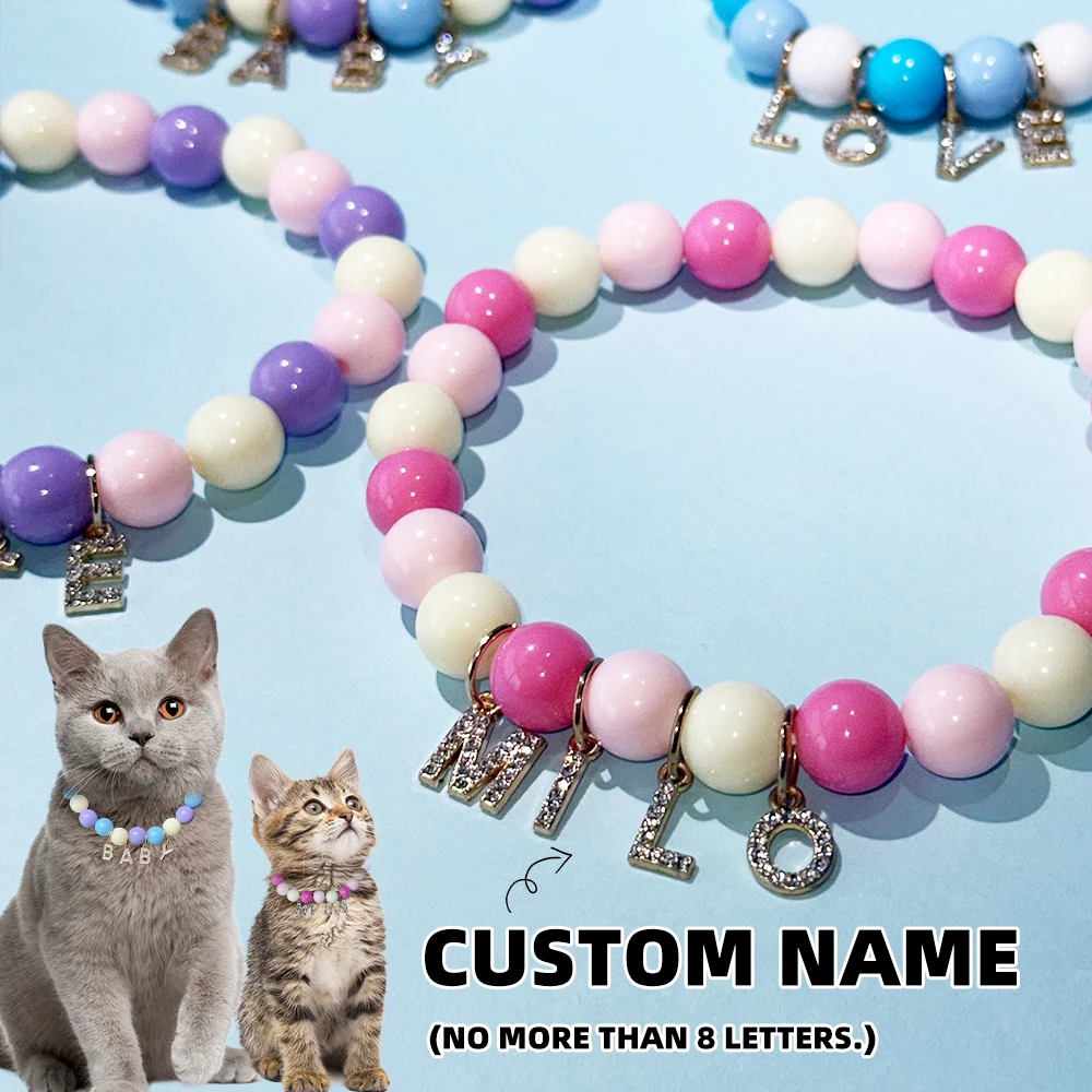 Personalized Beaded Cat Dog Collar - Custom Name Necklace with Bling Rhinestones Letters Pendant Party Holiday Accessories Gift
Personalized Beaded Cat Dog Collar - Custom Name Necklace with Bling Rhinestones Letters Pendant Party Holiday Accessories Gift