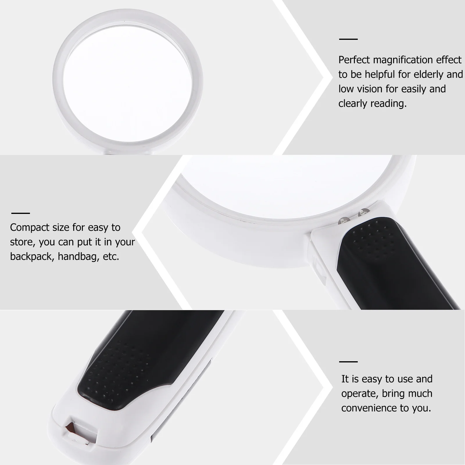 20X Dual-LED Handheld Magnifier with Bright Illumination for Reading Newspapers Books Electronics Inspection Portable Compact