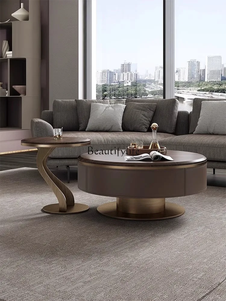 Light luxury modern simple living room stainless steel small apartment log round combination coffee table
Light luxury modern simple living room stainless steel small apartment log round combination coffee table