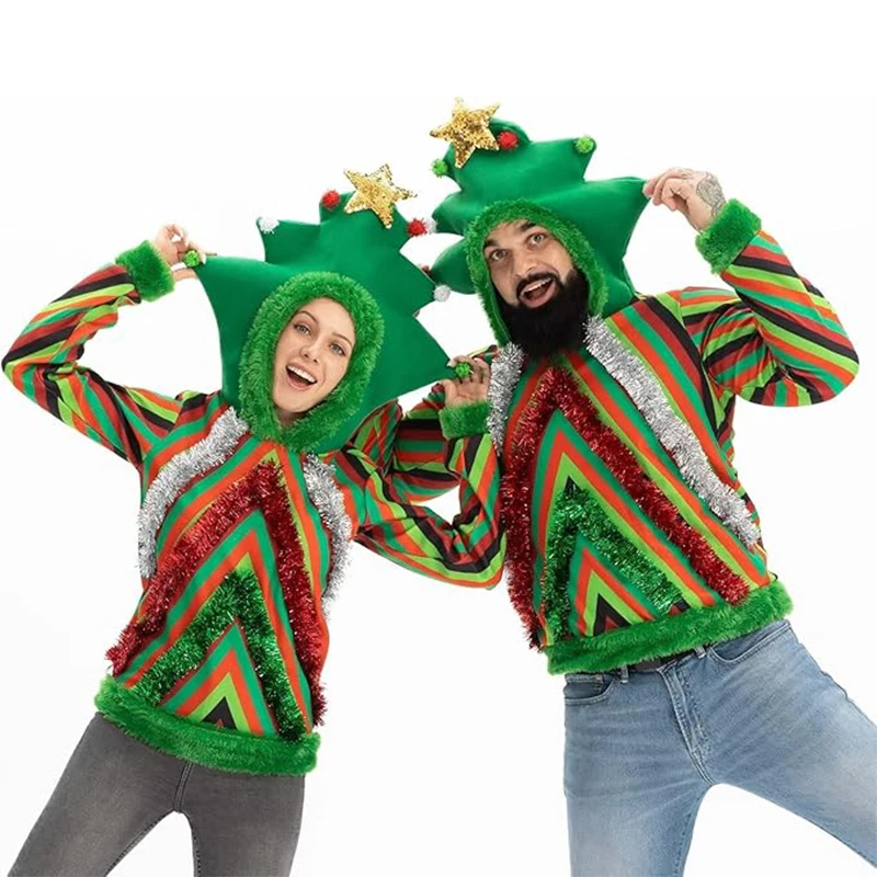Funny Men Xmas Pullover For Party Festivel Women 1970s Colorful Christmas Tree 3D Embellished Hoodie Sweater
Funny Men Xmas Pullover For Party Festivel Women 1970s Colorful Christmas Tree 3D Embellished Hoodie Sweater