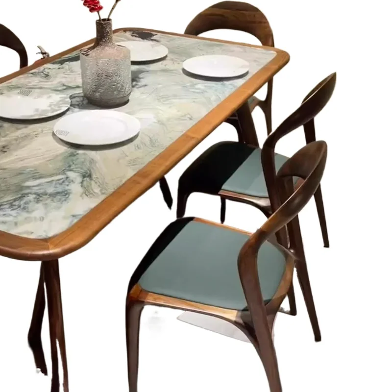 Modern Chinese style table and chair combination, ebony solid wood dining table, villa dining room furniture dining table set
Modern Chinese style table and chair combination, ebony solid wood dining table, villa dining room furniture dining table set