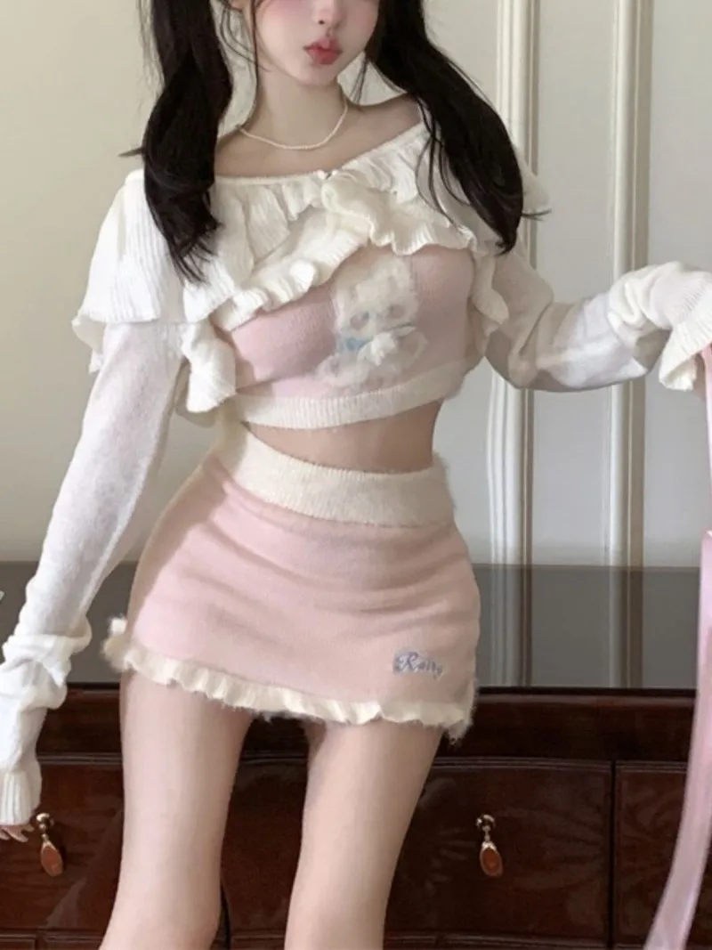 Japanese Sweet Y2K Kawaii Printed 3 Piece Set Women Fashion Designer Mini Skirt Suit Female Elegant Ruffle Flounce Suit 2025 New
Japanese Sweet Y2K Kawaii Printed 3 Piece Set Women Fashion Designer Mini Skirt Suit Female Elegant Ruffle Flounce Suit 2025 New