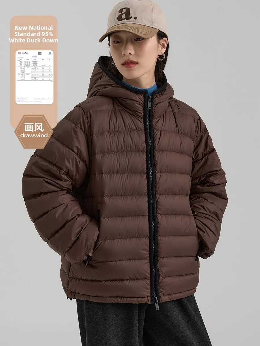 Dwind2025 Winter New Women's ort Hooded Du down Jaet 95% White Du Feather Warm Outerwear Korean Sle Commute Wind
Dwind2025 Winter New Women's ort Hooded Du down Jaet 95% White Du Feather Warm Outerwear Korean Sle Commute Wind