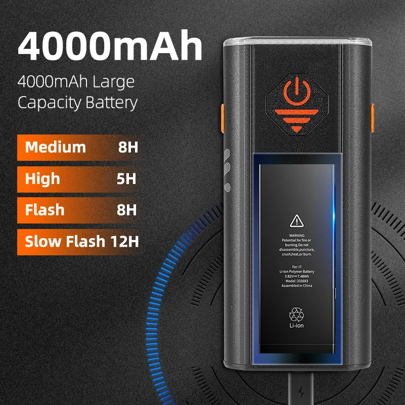 Фонарик для горного велосипеда, 4000 мАч, IPX6
Фонарик для горного велосипеда, 4000 мАч, IPX6