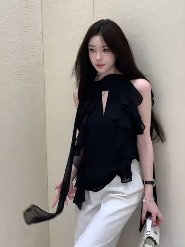 Unique Korean Style Uneven Hem Chiffon Top Slim Fit Waist Cinched Beautiful And Stylish for Summer 2026 Breathable Skin-Friendly
Unique Korean Style Uneven Hem Chiffon Top Slim Fit Waist Cinched Beautiful And Stylish for Summer 2026 Breathable Skin-Friendly
