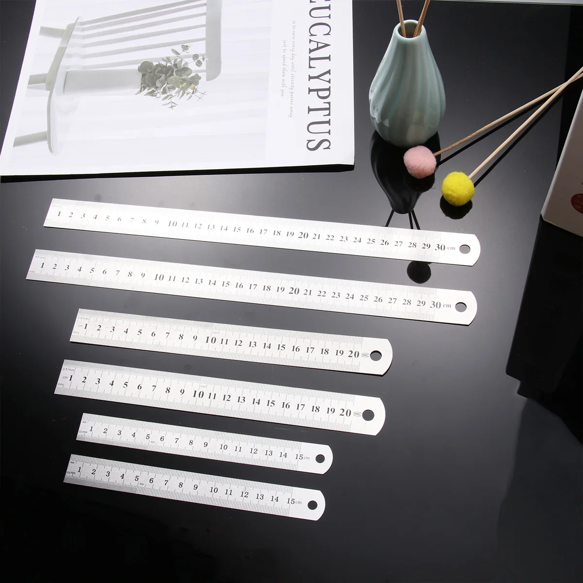 6Pcs Double Side Steel Ruler Set Premium Material Measuring Tools for School Office High Accuracy Straight Rulers 15cm 20cm 30cm 
6Pcs Double Side Steel Ruler Set Premium Material Measuring Tools for School Office High Accuracy Straight Rulers 15cm 20cm 30cm