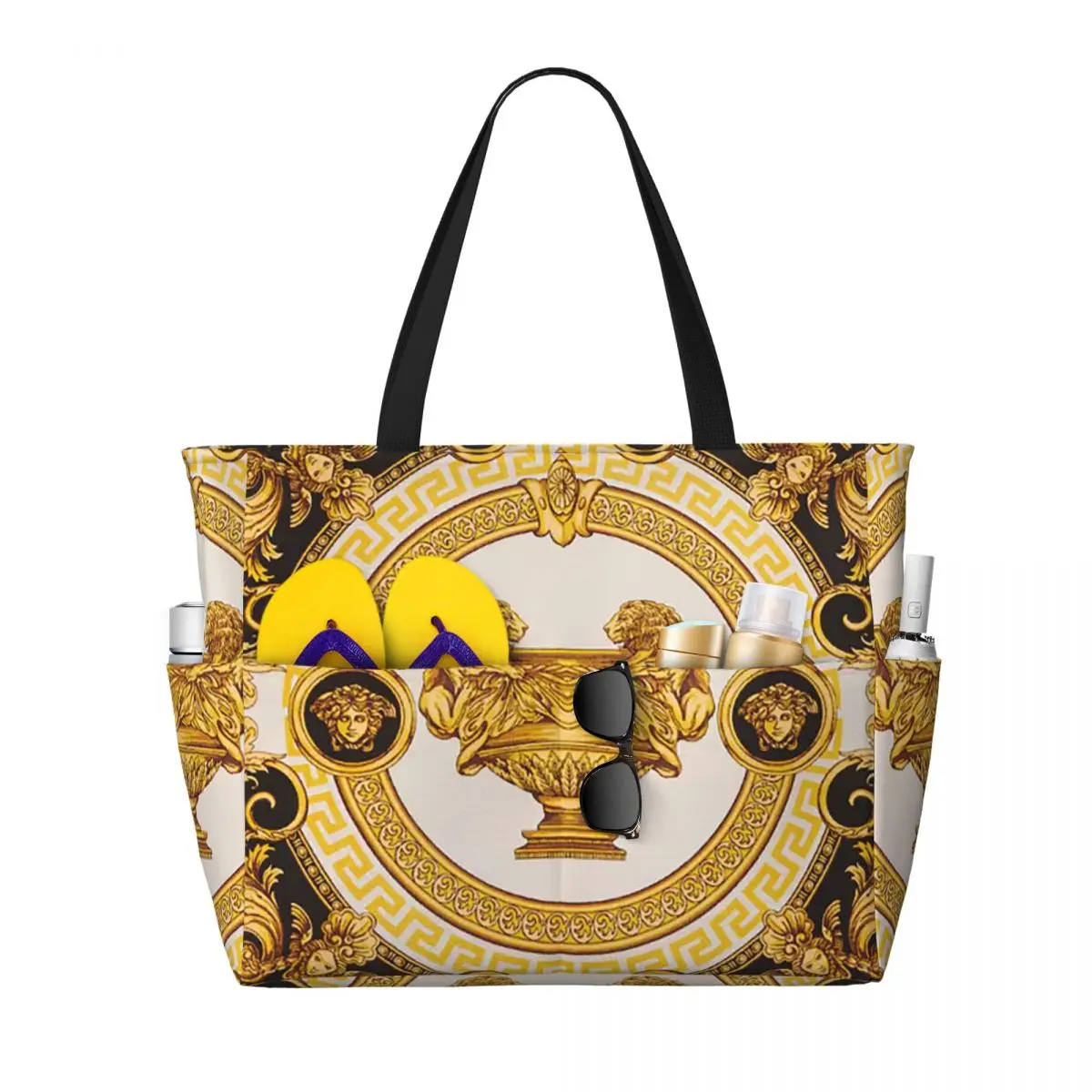 Decorative Golden Medallion Baroque Beach Tote Bag Sport Gym Yoga Duffle Large Tote Bag Women Travel Bag Fitness bag
Decorative Golden Medallion Baroque Beach Tote Bag Sport Gym Yoga Duffle Large Tote Bag Women Travel Bag Fitness bag