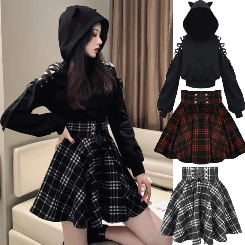 Harajuku Sweatshirt Women Punk Gothic Sweatshirt Autumn Winter Plus Velvet Hollow Out Lace Long Sleeve Cute Hoodie With Cat Ears
Harajuku Sweatshirt Women Punk Gothic Sweatshirt Autumn Winter Plus Velvet Hollow Out Lace Long Sleeve Cute Hoodie With Cat Ears