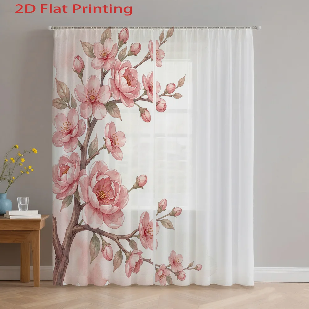 2D FLAT 2pcs Sheer Curtains Pink Flowers On Branches Rod Pocket Window Drapes, Filtering Panels for Bedroom Living Room, Machine
2D FLAT 2pcs Sheer Curtains Pink Flowers On Branches Rod Pocket Window Drapes, Filtering Panels for Bedroom Living Room, Machine