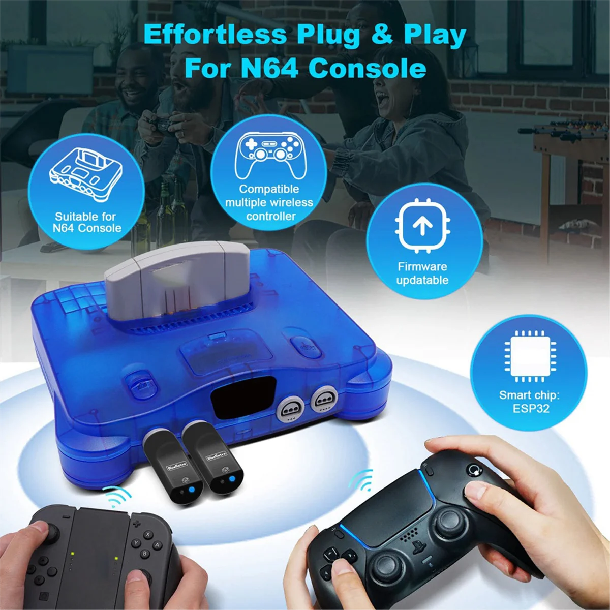 Wireless Game Controllers Adapter for Nintendo 64 Console for PS3/PS4/PS5 Nintendo Switch Game Controllers Transparent
Wireless Game Controllers Adapter for Nintendo 64 Console for PS3/PS4/PS5 Nintendo Switch Game Controllers Transparent
