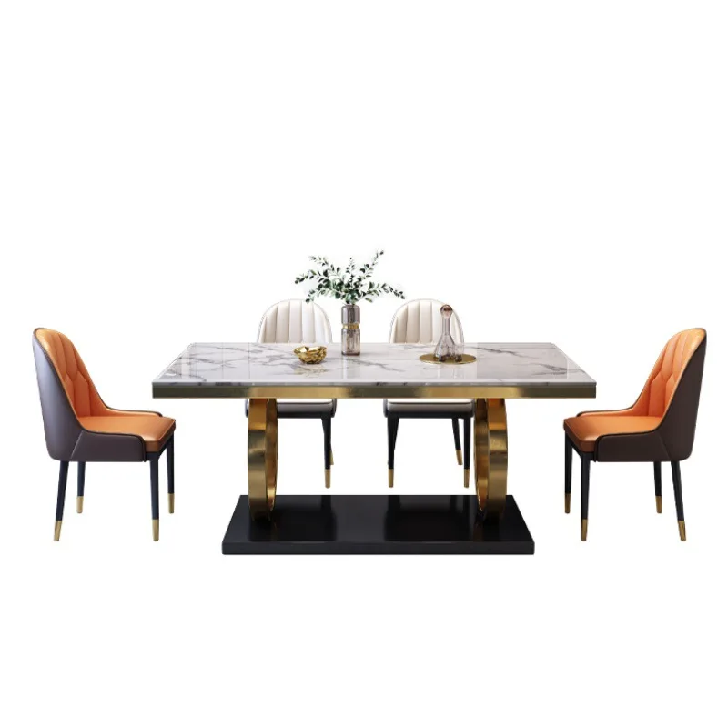 Light luxury, marble, dining table and chairs, combination, modern, simple, rectangular
Light luxury, marble, dining table and chairs, combination, modern, simple, rectangular