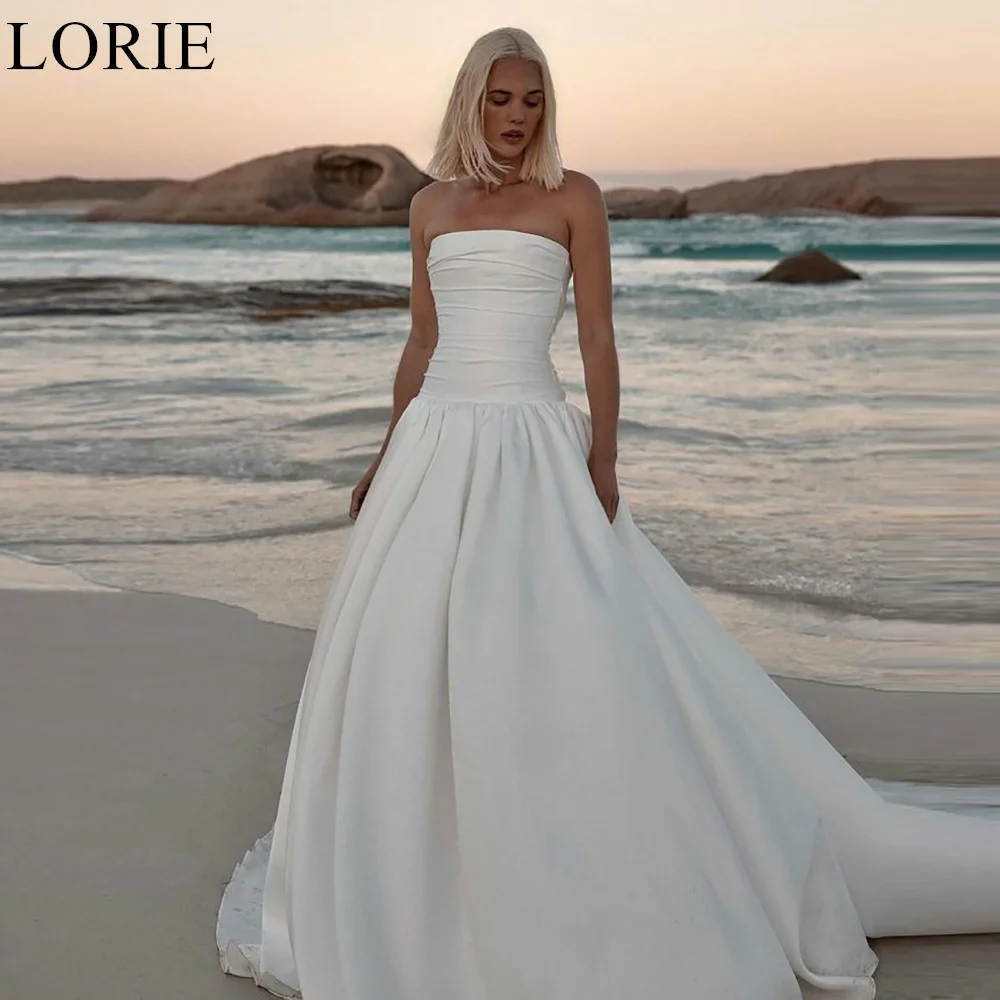 LORIE Simple Ivory Sleeveless Satin Wedding Dresses A-Line Pleated 2024 Summer Classic Beach Bridal Gown Robe De Mariée
LORIE Simple Ivory Sleeveless Satin Wedding Dresses A-Line Pleated 2024 Summer Classic Beach Bridal Gown Robe De Mariée