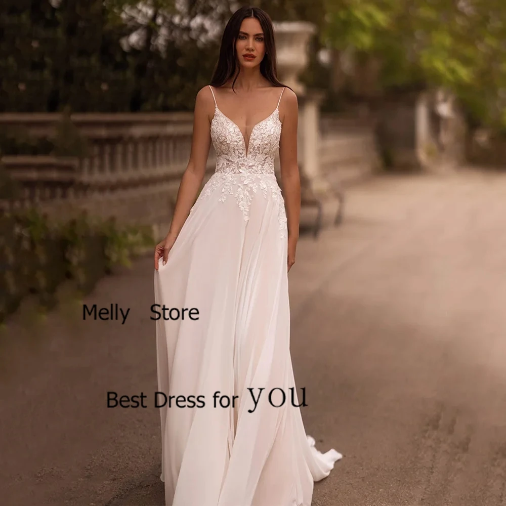 Spaghetti Strap Wedding Dresses Chiffon Bridal Gowns Court Train Sleeveless New Vestido De Novia Exquisite New Robe De Summer
Spaghetti Strap Wedding Dresses Chiffon Bridal Gowns Court Train Sleeveless New Vestido De Novia Exquisite New Robe De Summer