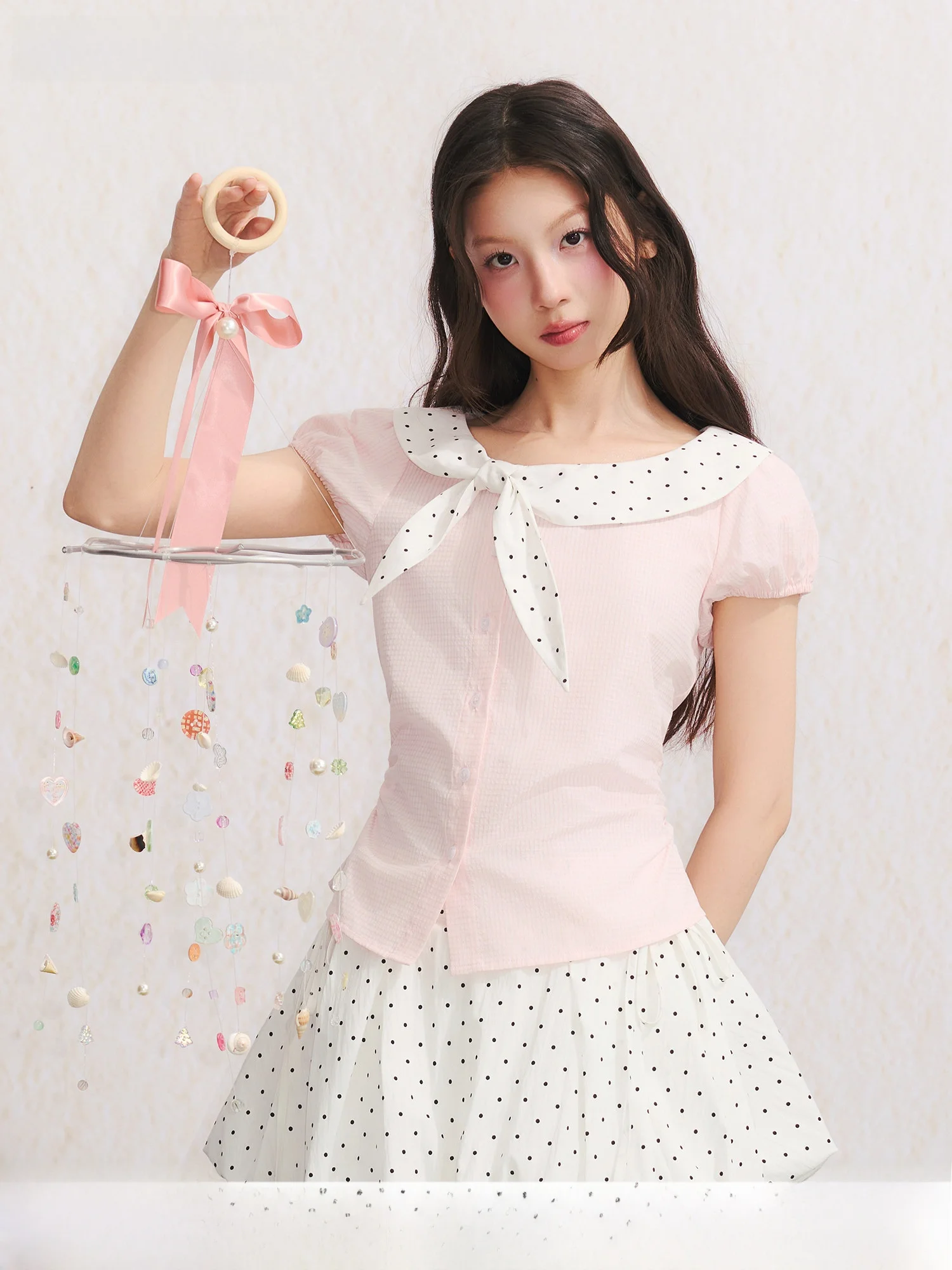 Umoumo Summer Polka Dot Knot Neck Splice Slim Fit Shirt Girls Cotton Polyester Blend Bubble Sleeve Short Sleeve Top
Umoumo Summer Polka Dot Knot Neck Splice Slim Fit Shirt Girls Cotton Polyester Blend Bubble Sleeve Short Sleeve Top