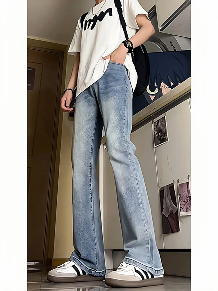 Blue Slim Fit Straight Leg Jeans Men's American High Street Vibe Elastic Micro Flared Pants Medium High Waist Cotton Jeans
Blue Slim Fit Straight Leg Jeans Men's American High Street Vibe Elastic Micro Flared Pants Medium High Waist Cotton Jeans