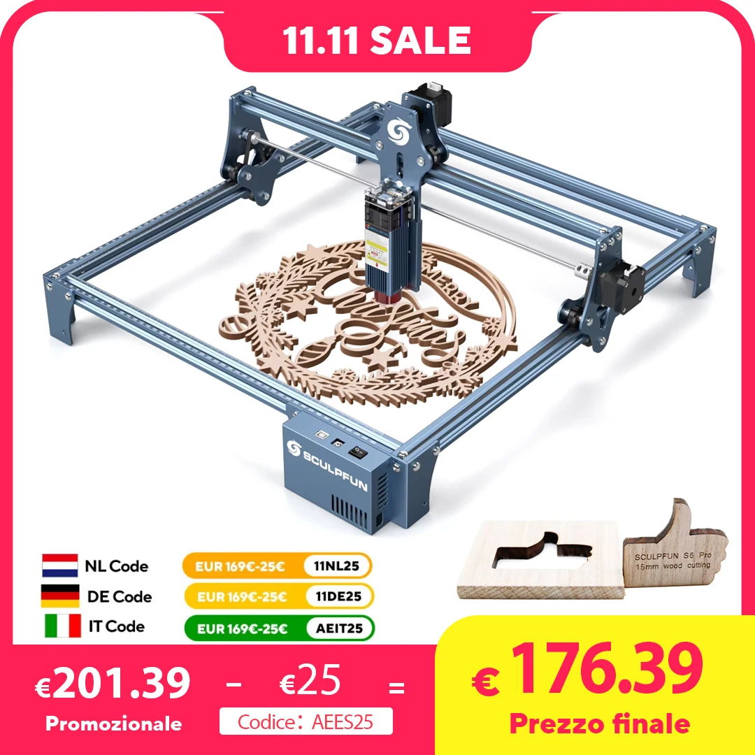 Сверхтонкая лазерная гравировальная машина SCULPFUN S9 с эффектом 90 Вт, 410x420 мм, технология формирования лазерного луча, высокоточная лазерная резка
Сверхтонкая лазерная гравировальная машина SCULPFUN S9 с эффектом 90 Вт, 410x420 мм, технология формирования лазерного луча, высокоточная лазерная резка