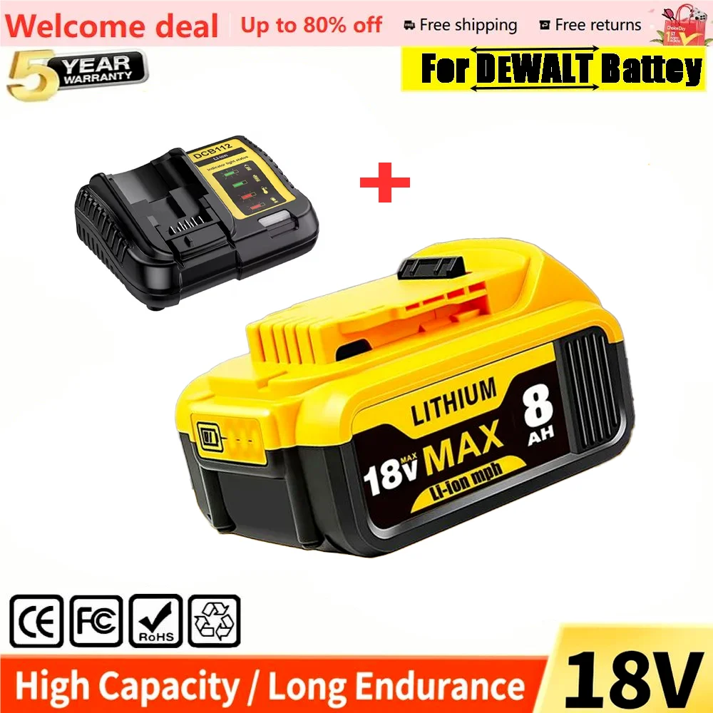 For Dewalt DCB200 Replacement Battery 20V 6000mAh DCB606 DCB205 DCB206 DCB209 DCB182 Power Tool 20V Battery With 4A Charger
For Dewalt DCB200 Replacement Battery 20V 6000mAh DCB606 DCB205 DCB206 DCB209 DCB182 Power Tool 20V Battery With 4A Charger