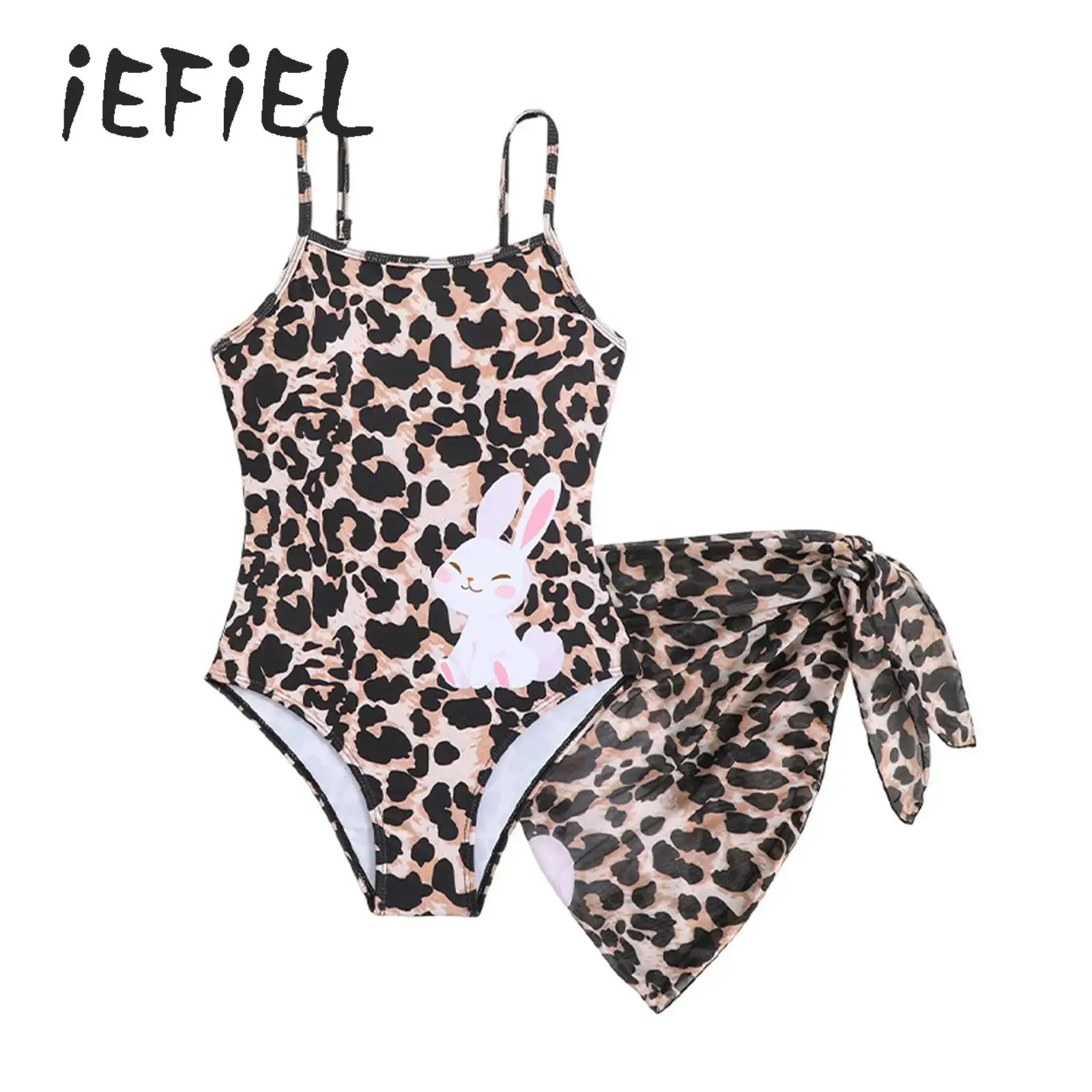 Girls 2 Pieces Leopard-print Swimsuit Set Sleeveless Cartoon Rabbit Pattern Swimwear Bodysuit with Wrap Skirt for Beach Vacation
Girls 2 Pieces Leopard-print Swimsuit Set Sleeveless Cartoon Rabbit Pattern Swimwear Bodysuit with Wrap Skirt for Beach Vacation