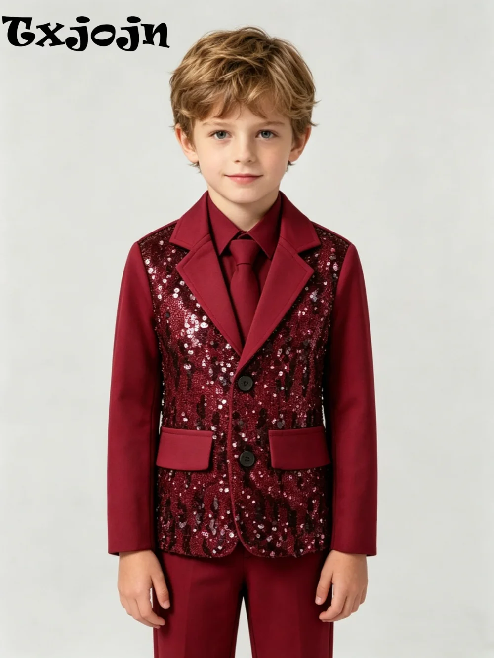 New Boys Sequined Suit Set 2 Pieces Jacket Pants For Stage Performance Handsome Notched Lapel Kids Tuxedo Wedding Guest Wear
New Boys Sequined Suit Set 2 Pieces Jacket Pants For Stage Performance Handsome Notched Lapel Kids Tuxedo Wedding Guest Wear