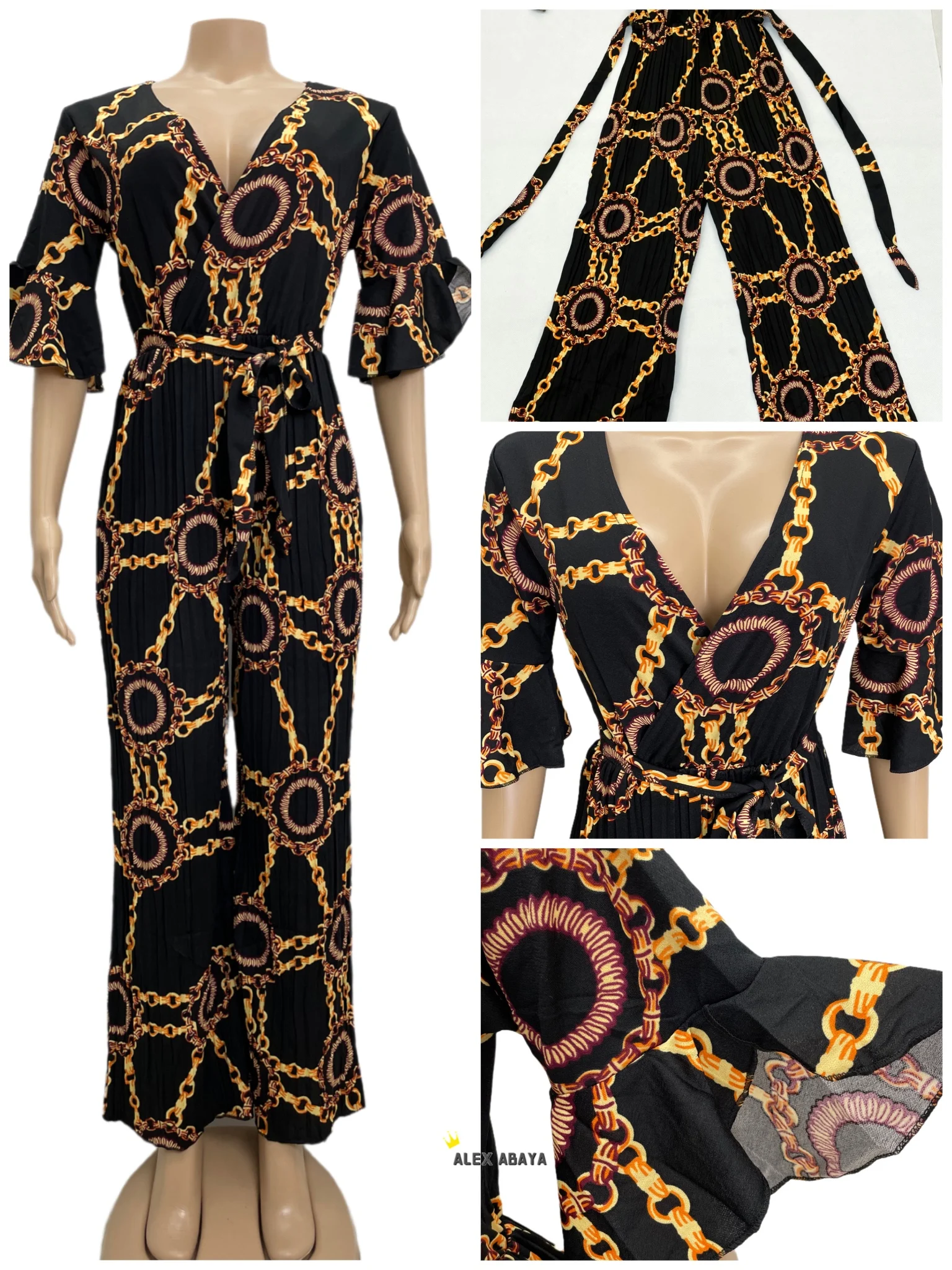 Lace-Up Jumpsuits for Women, Print Suit, Elastic Waistline Tops, Wide Leg, Straight Sashes Romper, Office Lady, Dubai, New
Lace-Up Jumpsuits for Women, Print Suit, Elastic Waistline Tops, Wide Leg, Straight Sashes Romper, Office Lady, Dubai, New