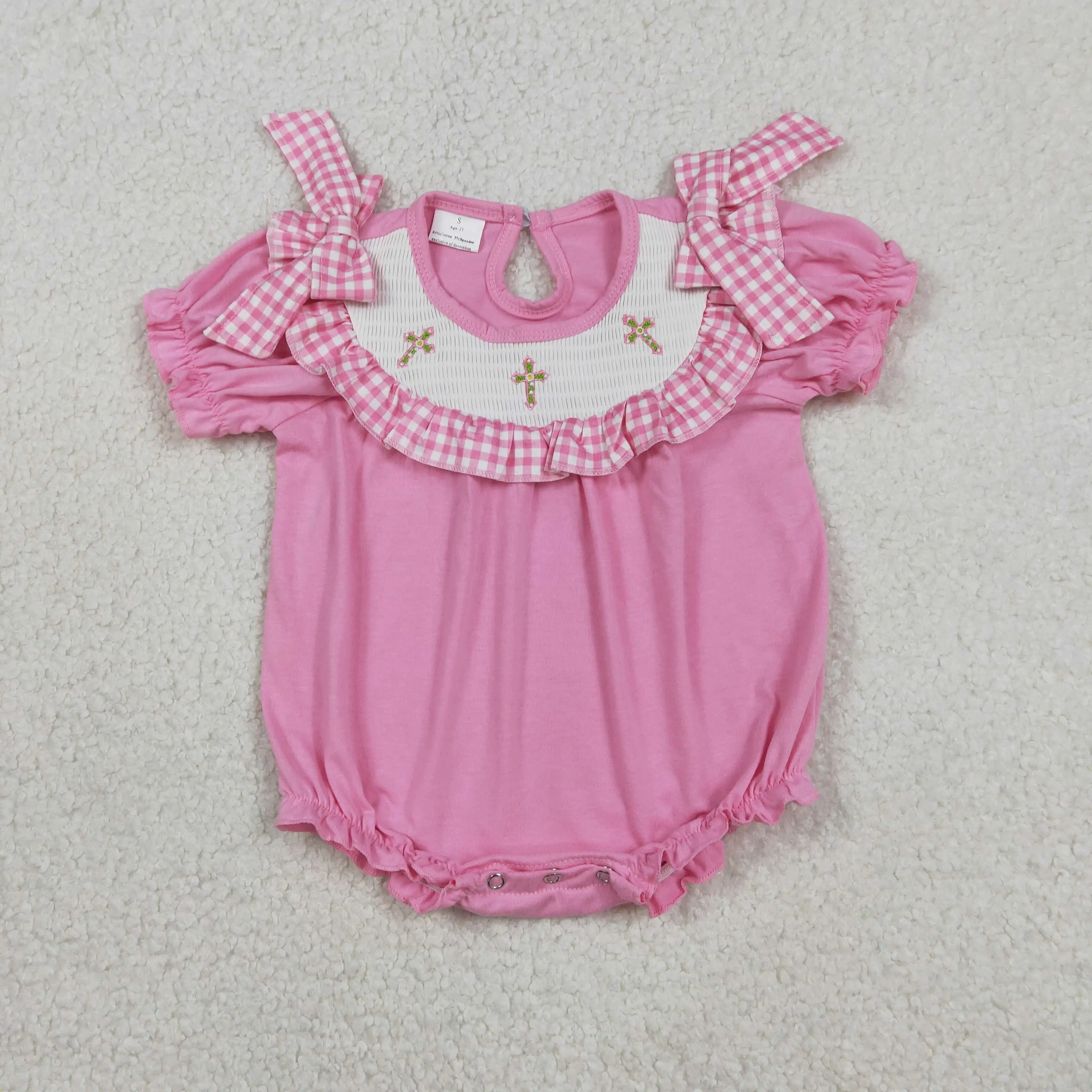 NEW Festival Smocked Crosses Baby Girls Bows Short Sleeve Easter Ruffle Rompers
NEW Festival Smocked Crosses Baby Girls Bows Short Sleeve Easter Ruffle Rompers