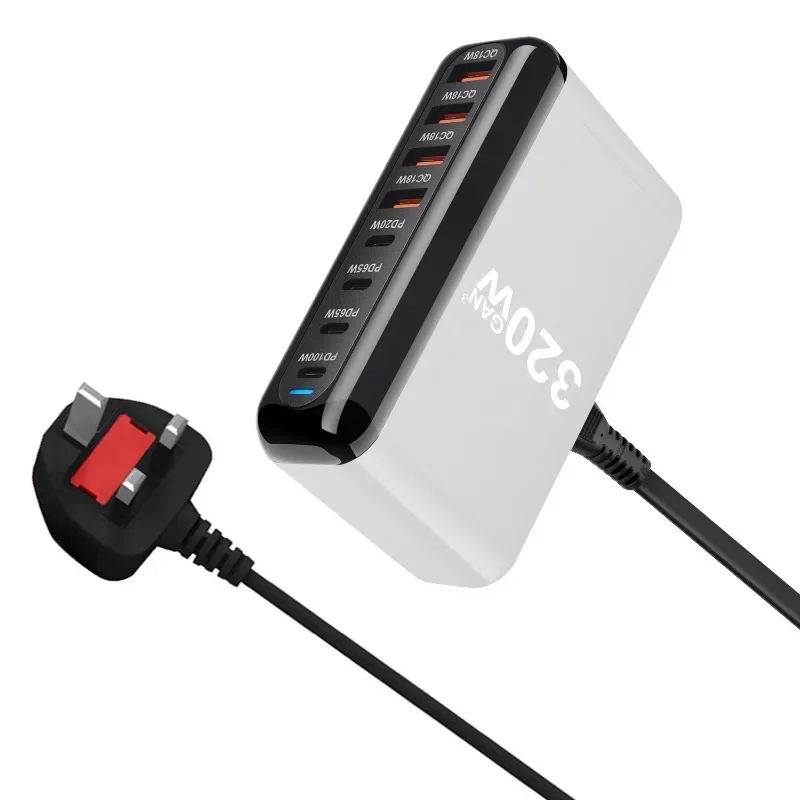 320W GaN Charger USB C Fast Desktop 8-port USB Type C PD Charger Fast Charge 3.0 USB Type C Fast Charger for Phone Samsung
320W GaN Charger USB C Fast Desktop 8-port USB Type C PD Charger Fast Charge 3.0 USB Type C Fast Charger for Phone Samsung
