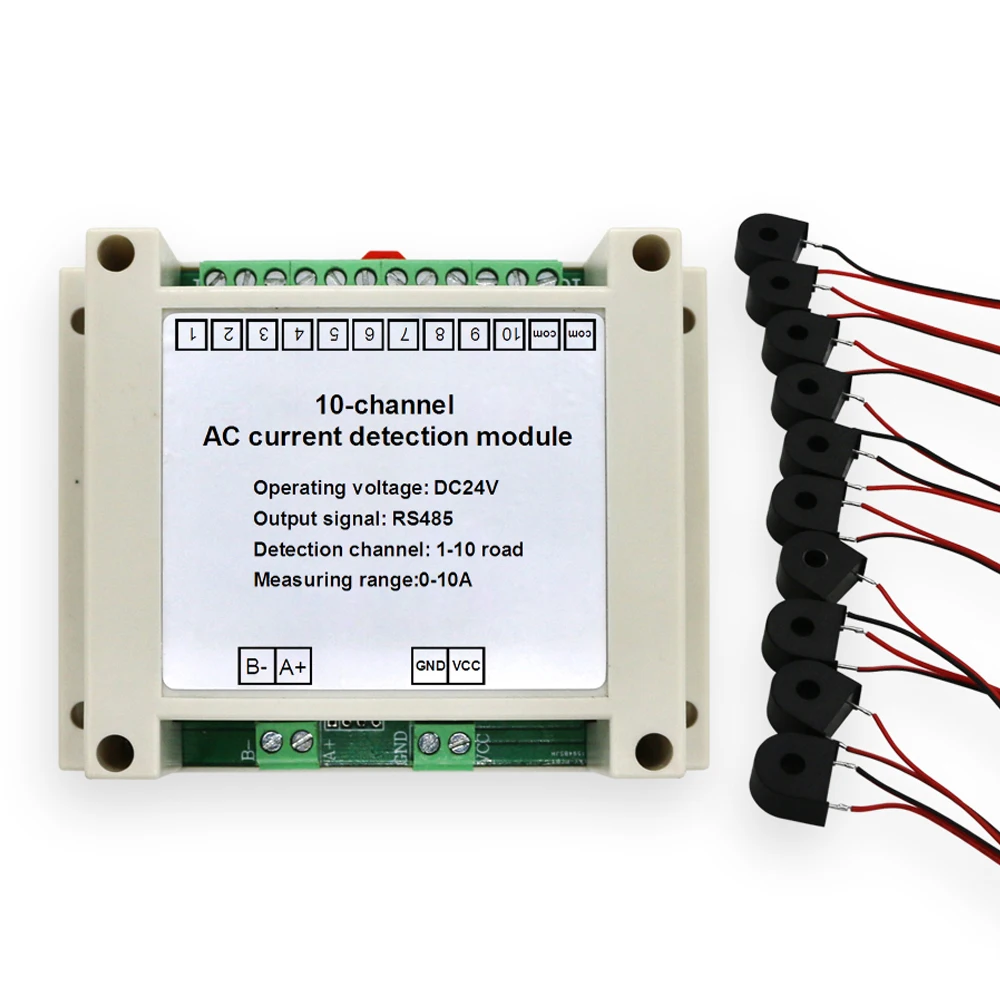 10 Channel Module RS485 Output AC 5A 50A 10A 20A Overcurrent Transmitter Over Current Protection Ac Current Sensor