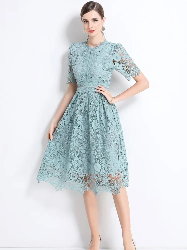 SMTHMA High Quality New Fashion Summer Lace Hollow Out Dress Women Short Sleeve Stand Collar Mid-Length Dresses Vestido Da Festa
SMTHMA High Quality New Fashion Summer Lace Hollow Out Dress Women Short Sleeve Stand Collar Mid-Length Dresses Vestido Da Festa