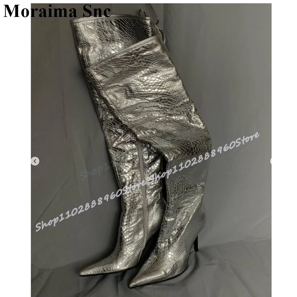 Over The Knee Splicing Silver Snake Skin Cross Tied Pointy Boots Thin High Heel Women Shoes Side Zipper Pointed Toe Luxury Boots
Over The Knee Splicing Silver Snake Skin Cross Tied Pointy Boots Thin High Heel Women Shoes Side Zipper Pointed Toe Luxury Boots