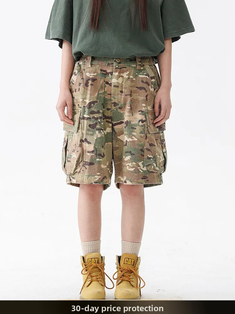 Ретро-американские камуфляжные шорты свободного кроя с пятью карманами, летние повседневные прямые шорты для подростков, модные хлопковые шорты для активного отдыха
Ретро-американские камуфляжные шорты свободного кроя с пятью карманами, летние повседневные прямые шорты для подростков, модные хлопковые шорты для активного отдыха