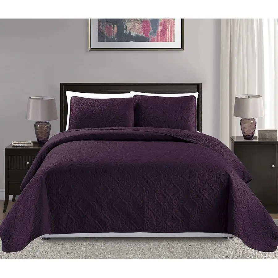 Collection Full Queen Size Over Size 100x106 3pc Diamond Bedspread BedCover Embossed Solid Dark Purple New
Collection Full Queen Size Over Size 100x106 3pc Diamond Bedspread BedCover Embossed Solid Dark Purple New