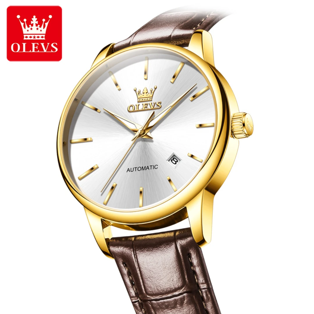 OLEVS 6725, модные механические часы, подарок, круглый циферблат, ремешок для часов из натуральной кожи, наручные часы, светящийся календарь
OLEVS 6725, модные механические часы, подарок, круглый циферблат, ремешок для часов из натуральной кожи, наручные часы, светящийся календарь