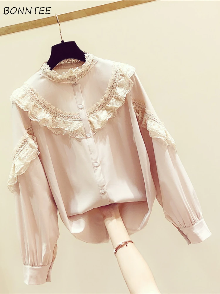 Shirts Women Lace Patchwork Chic All-match Daily Solid Autumn Long Sleeve Casual Students Young Clothing Trendy Classic Popular
Shirts Women Lace Patchwork Chic All-match Daily Solid Autumn Long Sleeve Casual Students Young Clothing Trendy Classic Popular