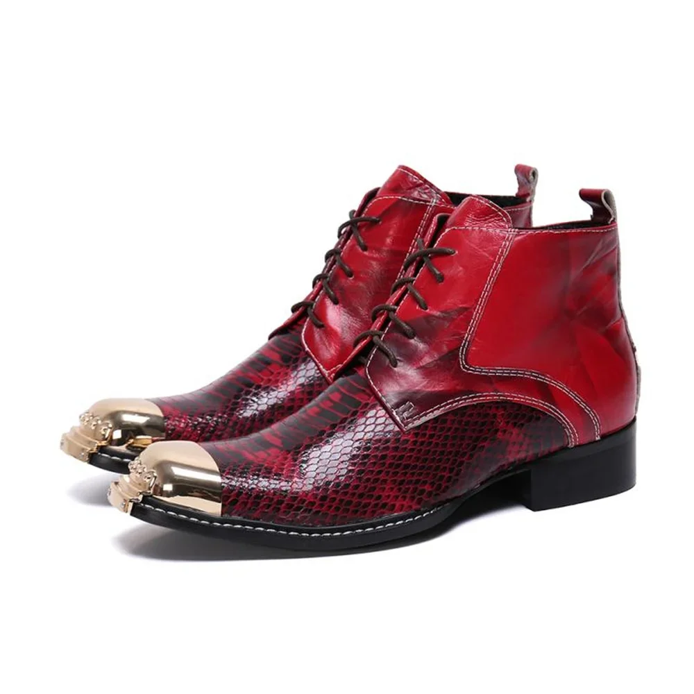 Red Lace Up With Metal Zipper Genuine Leather High Heels Pointed Toe Boots Male Plus Size Fashion Party Wedding Dress Shoes
Red Lace Up With Metal Zipper Genuine Leather High Heels Pointed Toe Boots Male Plus Size Fashion Party Wedding Dress Shoes