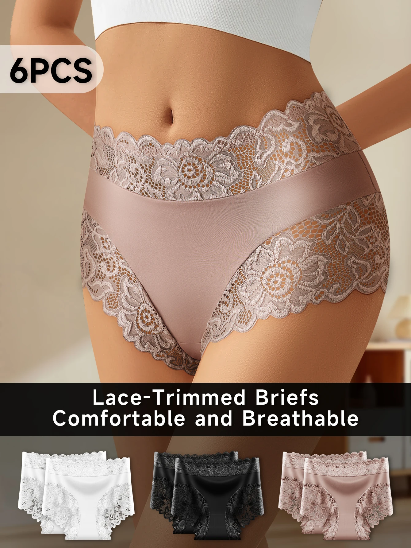 6Pcs/Set Women's Lace Panty Set Sexy See-through Briefs Solid Color Briefs Sexy Women's Panties
6Pcs/Set Women's Lace Panty Set Sexy See-through Briefs Solid Color Briefs Sexy Women's Panties