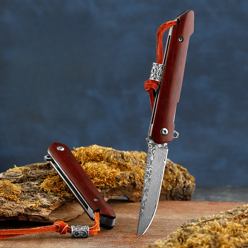 Damascus Outdoor Folding Knife Portable Mini Hunting Pocket Fruit Knife Wooden Handle High end Gift EDC Collection Knives
Damascus Outdoor Folding Knife Portable Mini Hunting Pocket Fruit Knife Wooden Handle High end Gift EDC Collection Knives