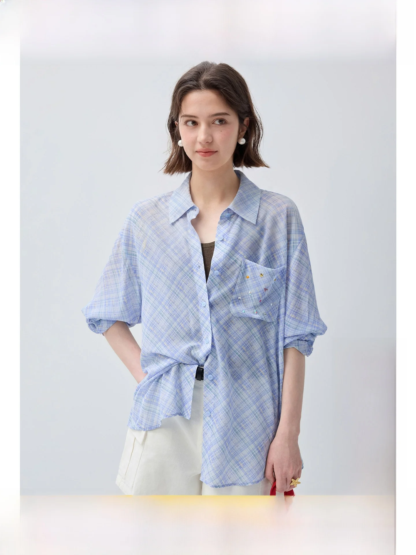 plus Size Women's Plaid Shirt Summer Loose Sun Protection Outerwear Versatile Long Sleeve Top for Micro Plump MM Commute Style
plus Size Women's Plaid Shirt Summer Loose Sun Protection Outerwear Versatile Long Sleeve Top for Micro Plump MM Commute Style