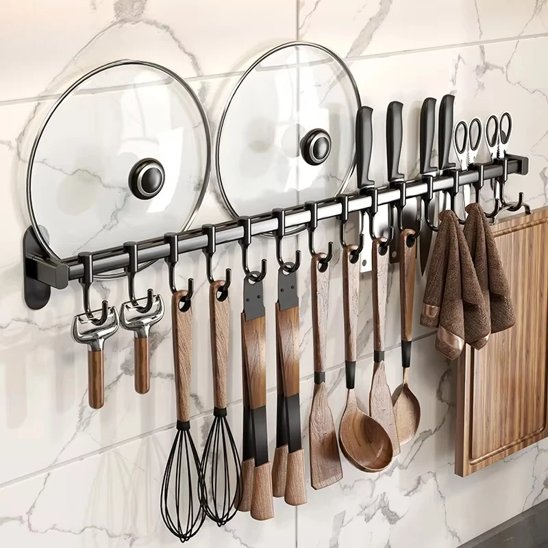 Stainless Steel Hooks, Kitchen Storage Shelf, Wall-Mounted Cookware Rack, No-Drill Kitchen Utensil Organizer for Home Use
Stainless Steel Hooks, Kitchen Storage Shelf, Wall-Mounted Cookware Rack, No-Drill Kitchen Utensil Organizer for Home Use