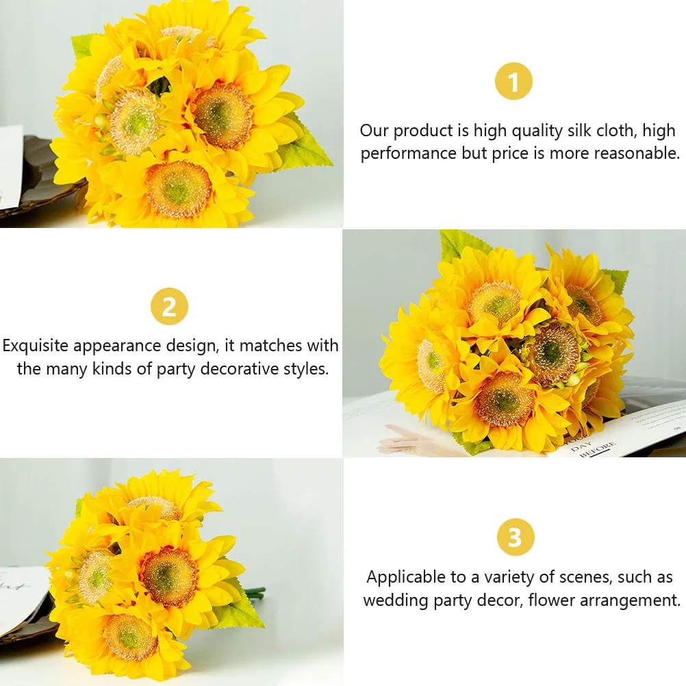 1Pcs Simulated Sunflower Bouquet Yellow Exquisite Design Wedding Bridal Bridesmaid Flower Decor Party Decoration
1Pcs Simulated Sunflower Bouquet Yellow Exquisite Design Wedding Bridal Bridesmaid Flower Decor Party Decoration