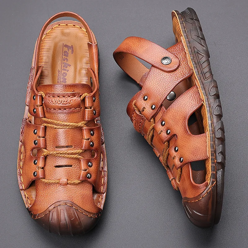 Summer outdoor sandals men's leather jelly casual sandals men's Baotou men's hole beach men
Summer outdoor sandals men's leather jelly casual sandals men's Baotou men's hole beach men