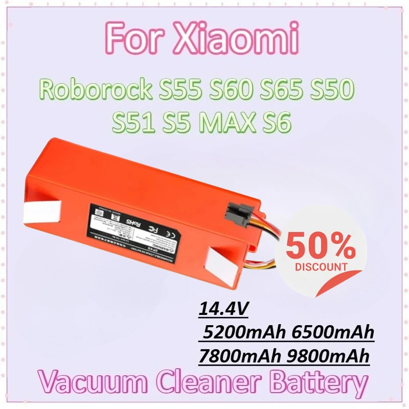 New 14.4V 5200-9800mAh Robot Vacuum Cleaner Battery For Xiaomi Roborock S65 S50 S55 S60 S51 S5 MAX S6 High-Capacity Replacement
New 14.4V 5200-9800mAh Robot Vacuum Cleaner Battery For Xiaomi Roborock S65 S50 S55 S60 S51 S5 MAX S6 High-Capacity Replacement