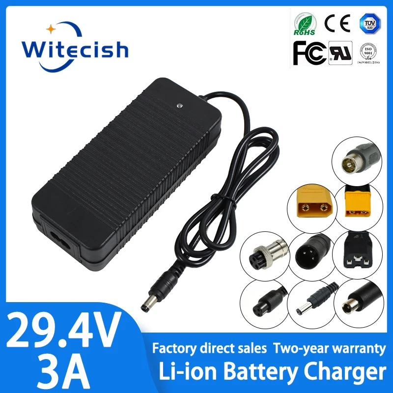 29.4v3a lithium battery charger 7 Series 29.4V 3A charger for 24V battery pack
29.4v3a lithium battery charger 7 Series 29.4V 3A charger for 24V battery pack